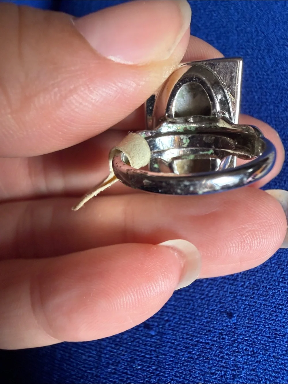 Vintage marcasite Silver-Tone Rectangular Statement Ring - Sterling  NOS